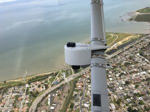 Strut mount aerial camera platform in flight